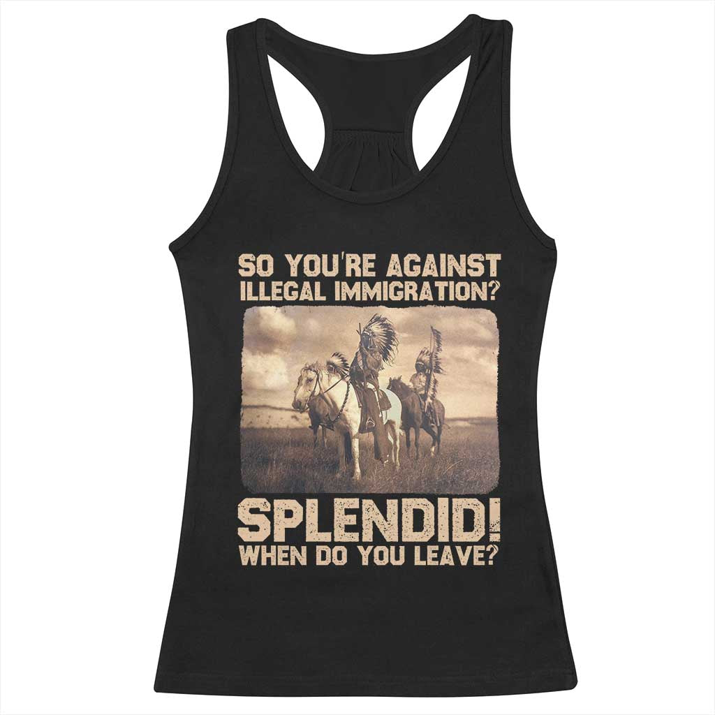 Vintage Native American Racerback Tank Top Funny Indian Indigenous Peoples Day TS10 Black Print Your Wear