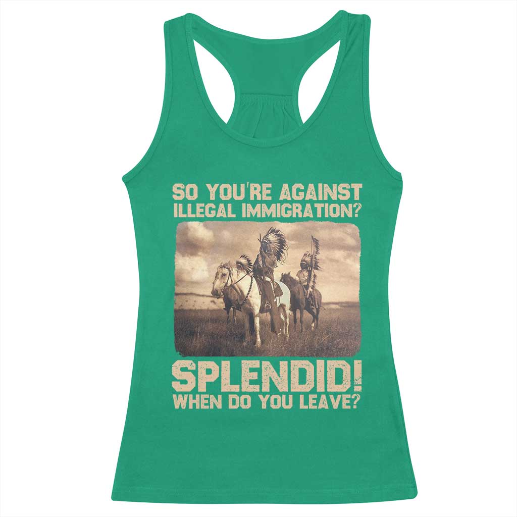 Vintage Native American Racerback Tank Top Funny Indian Indigenous Peoples Day TS10 Irish Green Print Your Wear