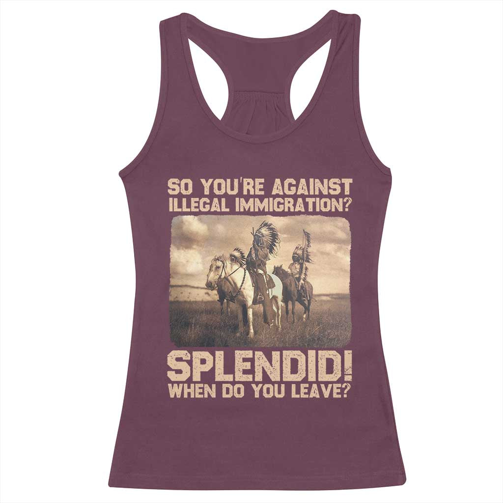 Vintage Native American Racerback Tank Top Funny Indian Indigenous Peoples Day TS10 Maroon Print Your Wear