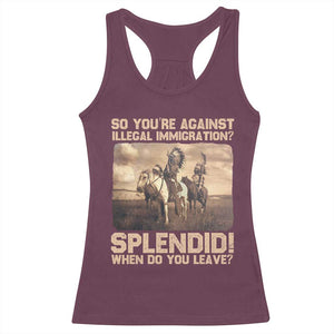 Vintage Native American Racerback Tank Top Funny Indian Indigenous Peoples Day TS10 Maroon Print Your Wear