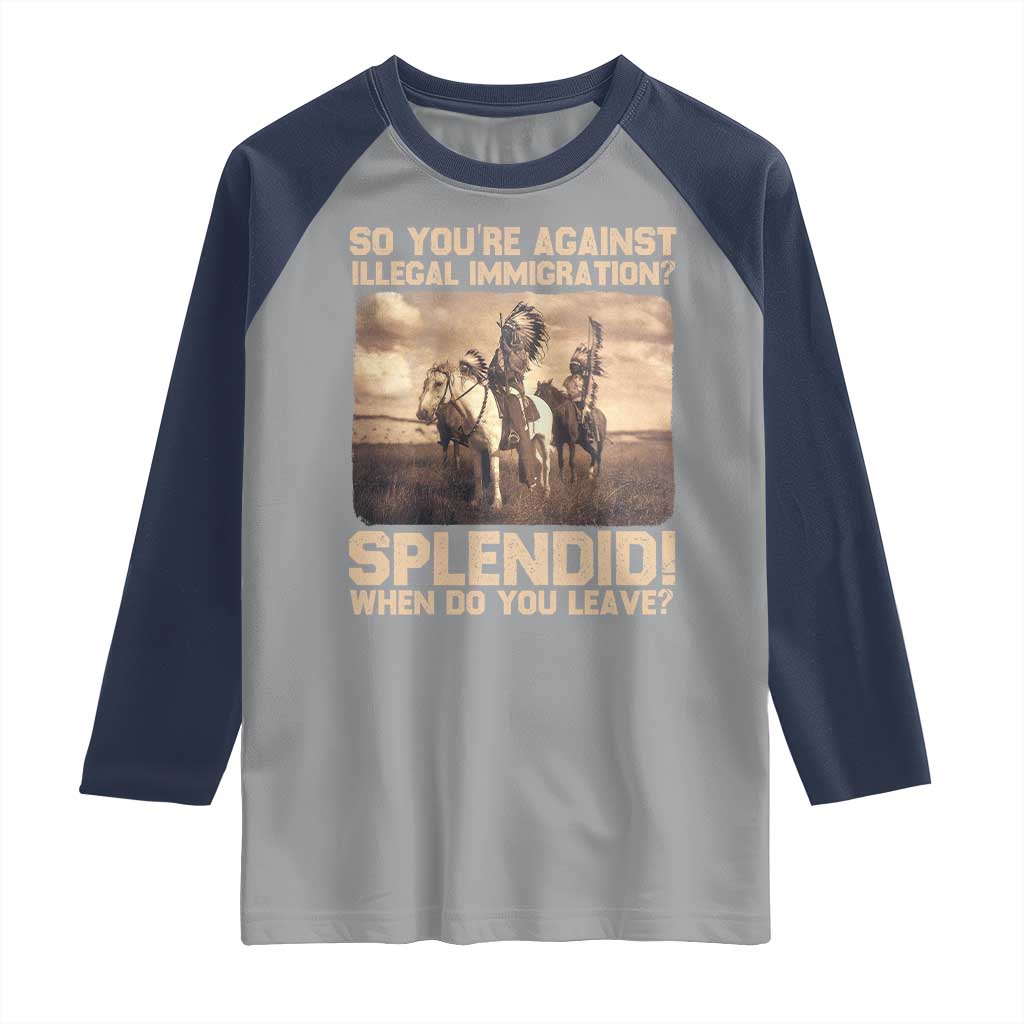 Vintage Native American Raglan Shirt Funny Indian Indigenous Peoples Day TS10 Sport Gray Navy Print Your Wear