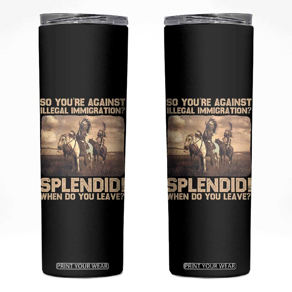 Vintage Native American Skinny Tumbler Funny Indian Indigenous Peoples Day TS10 Black Print Your Wear