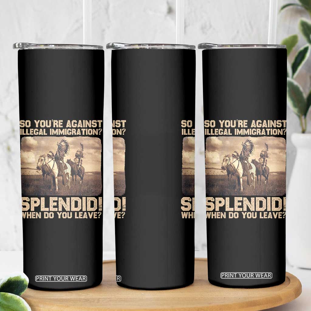 Vintage Native American Skinny Tumbler Funny Indian Indigenous Peoples Day TS10 Print Your Wear