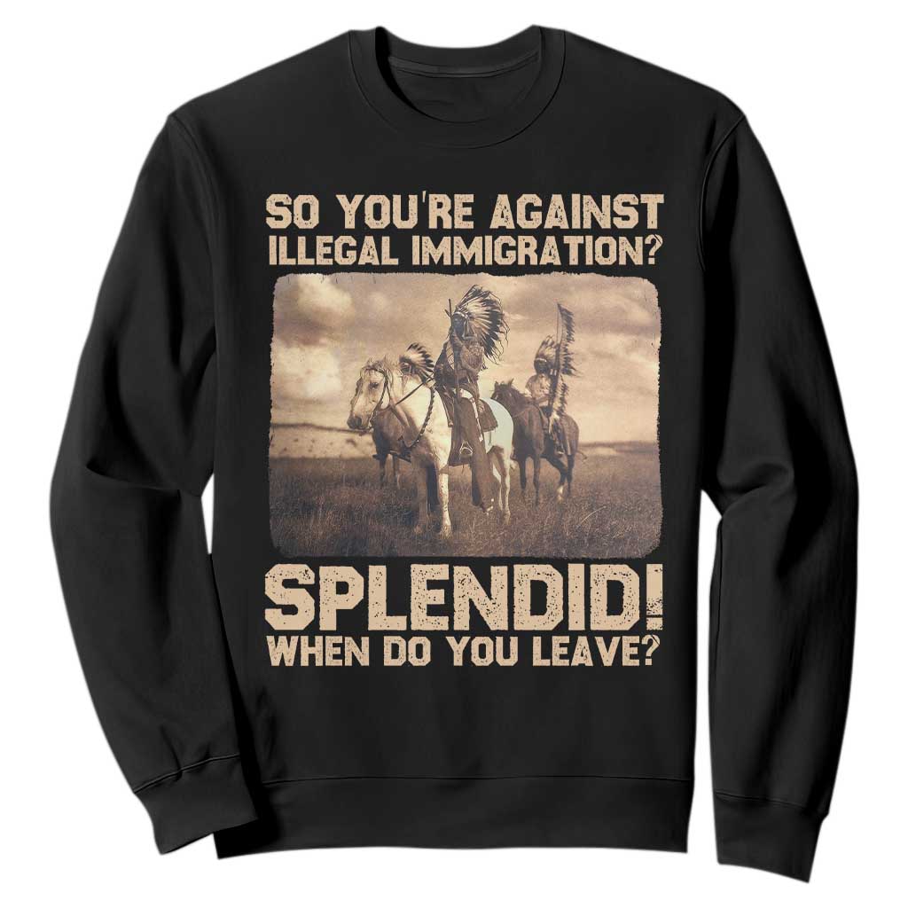 Vintage Native American Sweatshirt Funny Indian Indigenous Peoples Day TS10 Black Print Your Wear