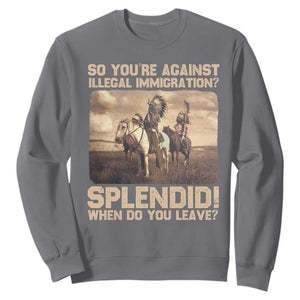 Vintage Native American Sweatshirt Funny Indian Indigenous Peoples Day TS10 Charcoal Print Your Wear
