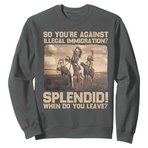 Vintage Native American Sweatshirt Funny Indian Indigenous Peoples Day TS10 Dark Heather Print Your Wear