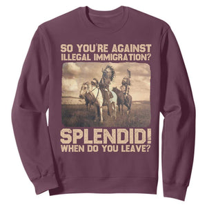 Vintage Native American Sweatshirt Funny Indian Indigenous Peoples Day TS10 Maroon Print Your Wear