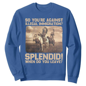 Vintage Native American Sweatshirt Funny Indian Indigenous Peoples Day TS10 Royal Blue Print Your Wear