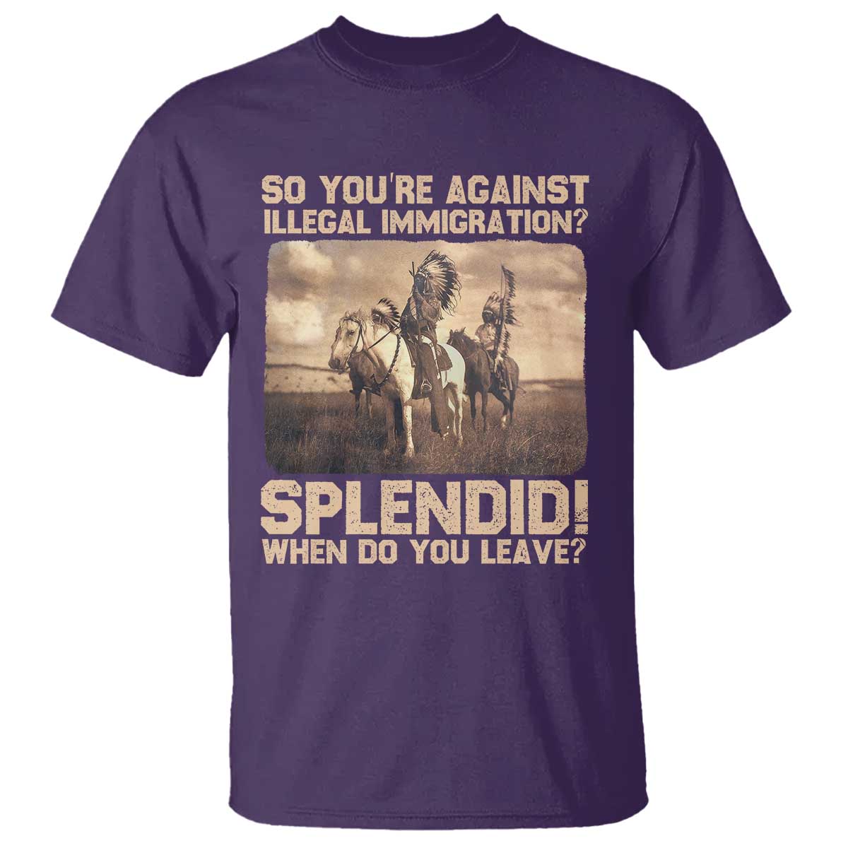Vintage Native American T Shirt Funny Indian Indigenous Peoples Day TS10 Purple Print Your Wear