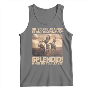 Vintage Native American Tank Top Funny Indian Indigenous Peoples Day TS10 Black Heather Print Your Wear