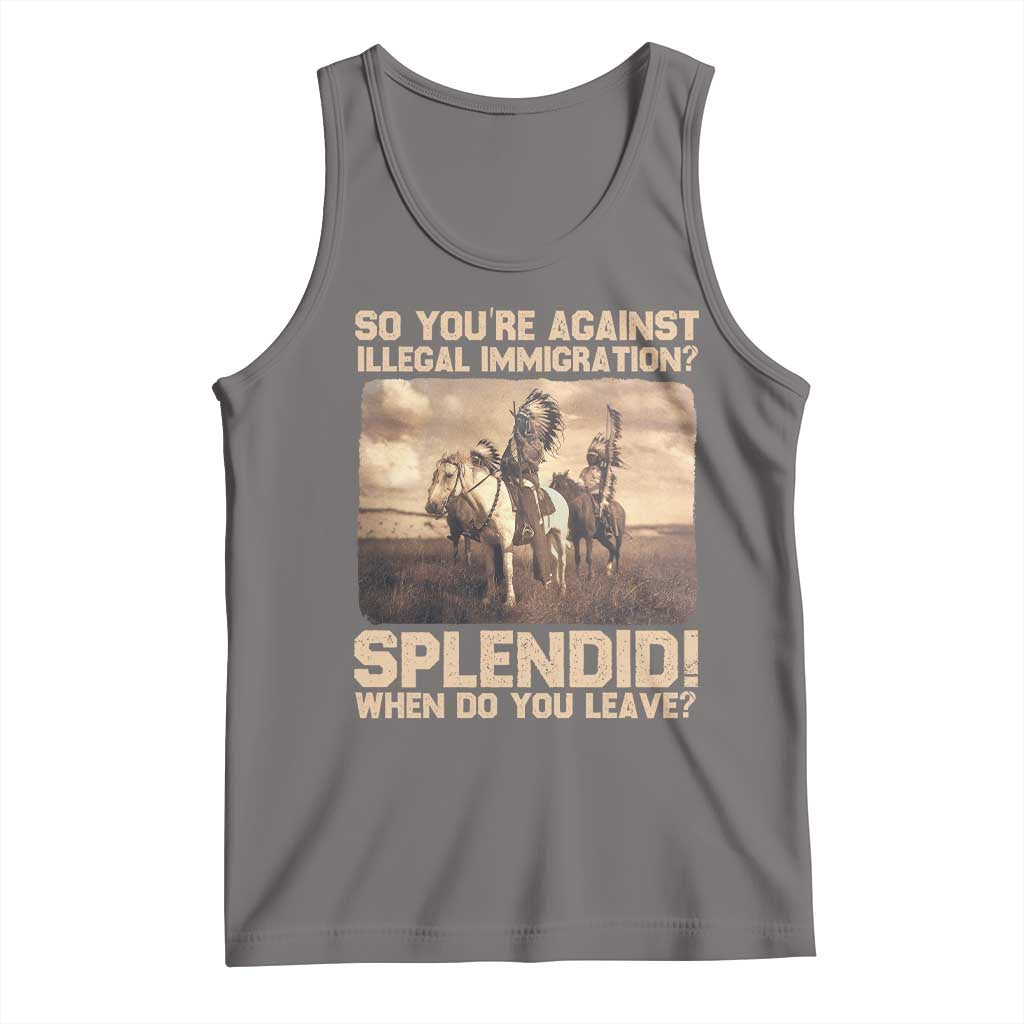 Vintage Native American Tank Top Funny Indian Indigenous Peoples Day TS10 Deep Heather Print Your Wear