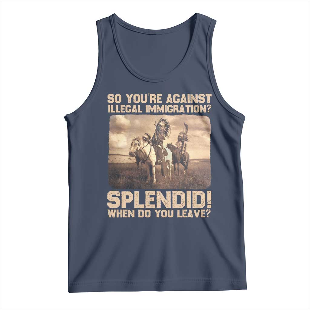 Vintage Native American Tank Top Funny Indian Indigenous Peoples Day TS10 Navy Print Your Wear