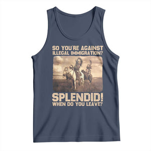 Vintage Native American Tank Top Funny Indian Indigenous Peoples Day TS10 Navy Print Your Wear