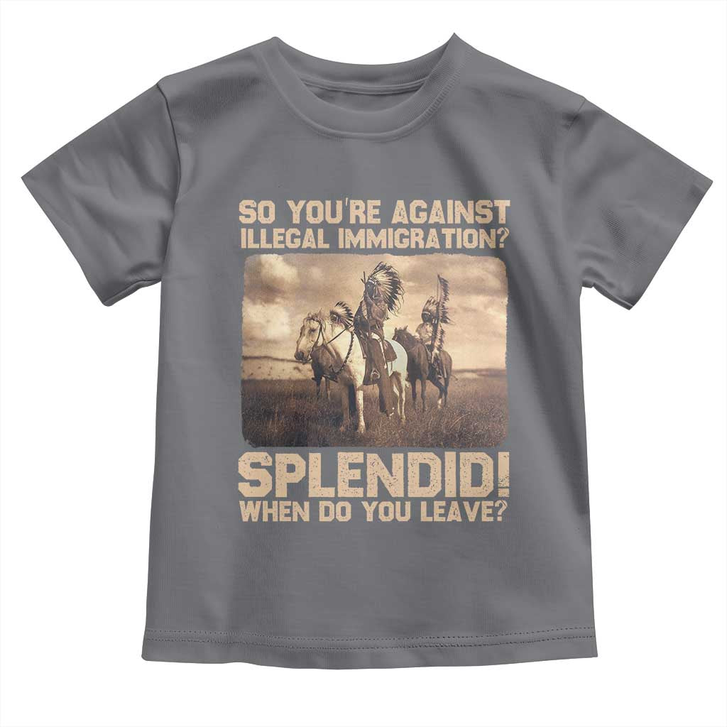 Vintage Native American Toddler T Shirt Funny Indian Indigenous Peoples Day TS10 Charcoal Print Your Wear