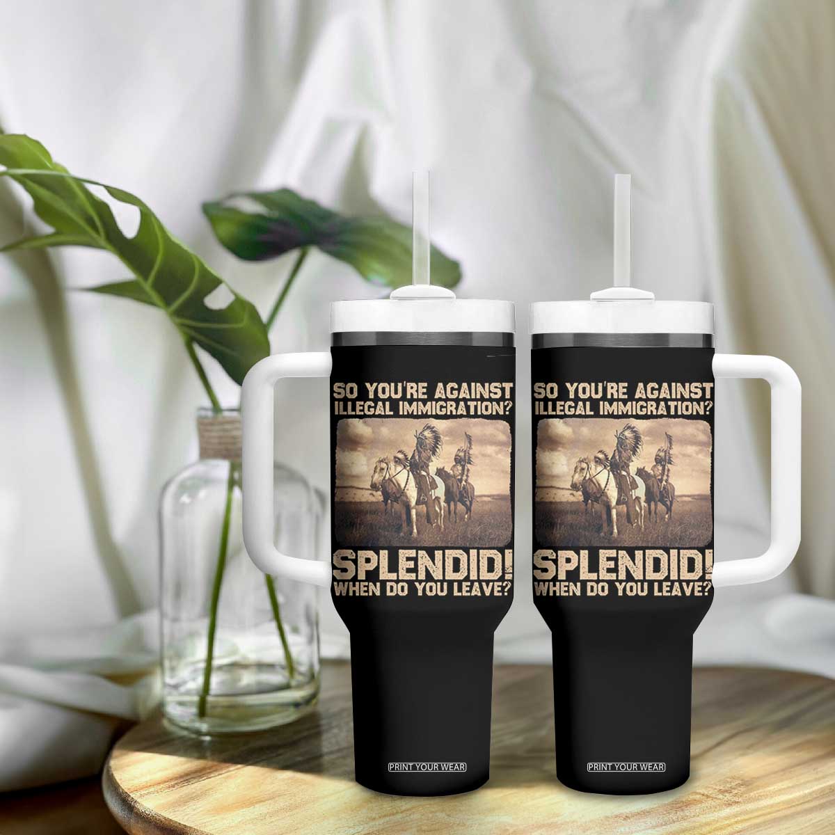 Vintage Native American Tumbler With Handle Funny Indian Indigenous Peoples Day TS10 Print Your Wear
