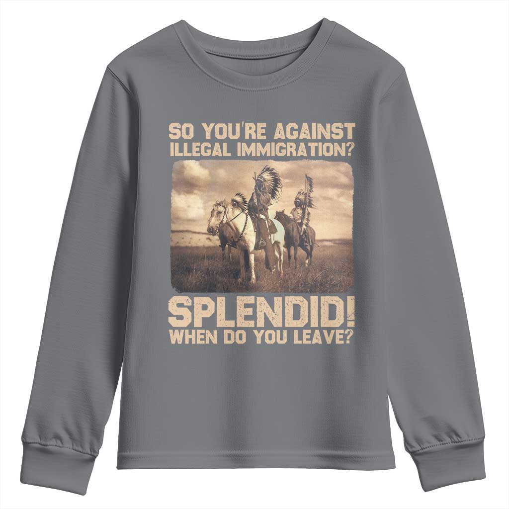 Vintage Native American Youth Sweatshirt Funny Indian Indigenous Peoples Day TS10 Charcoal Print Your Wear