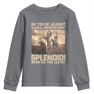 Vintage Native American Youth Sweatshirt Funny Indian Indigenous Peoples Day TS10 Charcoal Print Your Wear