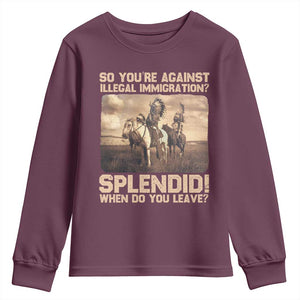 Vintage Native American Youth Sweatshirt Funny Indian Indigenous Peoples Day TS10 Maroon Print Your Wear