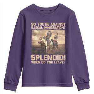 Vintage Native American Youth Sweatshirt Funny Indian Indigenous Peoples Day TS10 Purple Print Your Wear