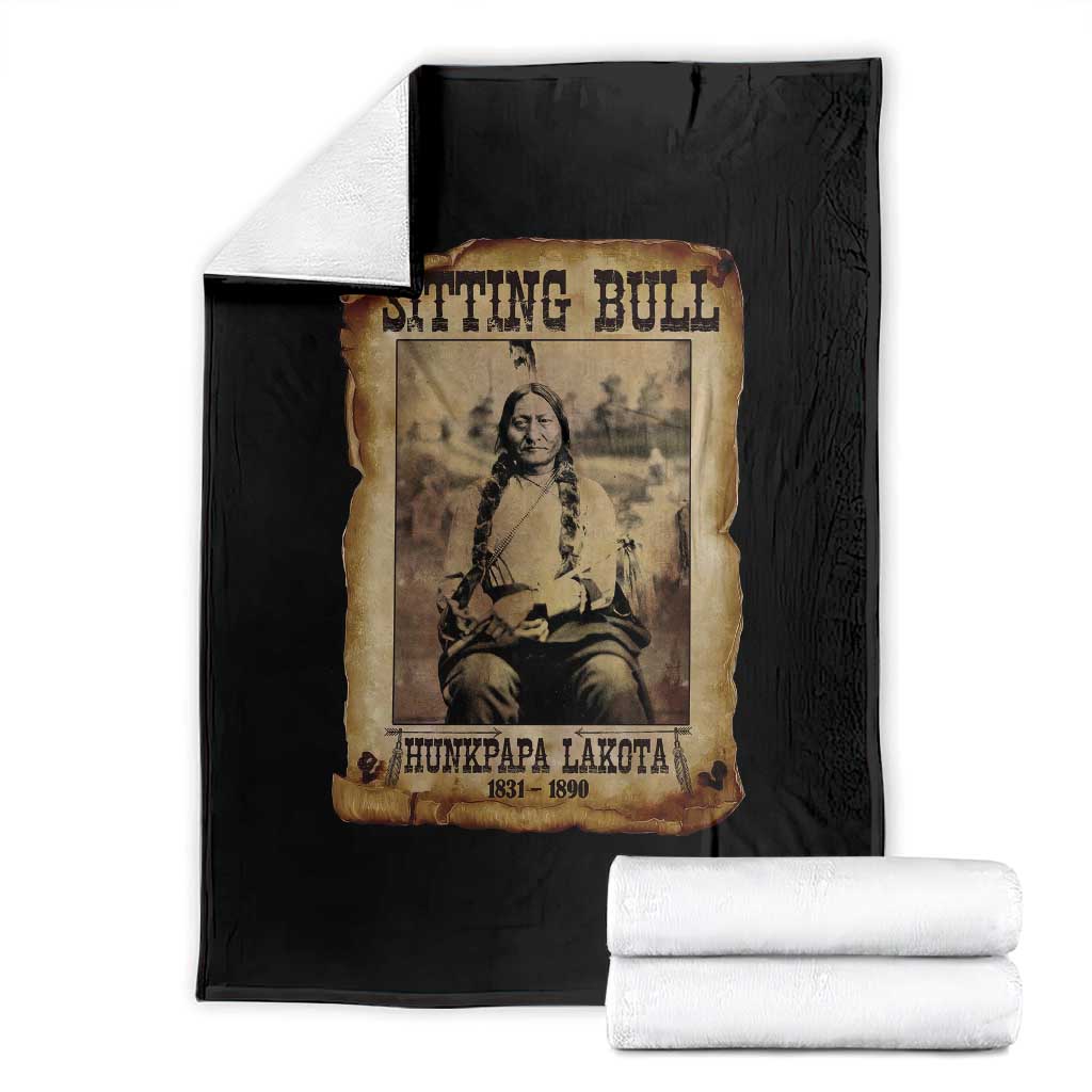 Sitting Bull Throw Blanket Native American Indian Chief Hunkpapa Lakota Sioux TS10 Black Print Your Wear