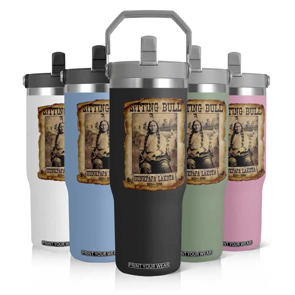 Sitting Bull Flip Straw Tumbler Native American Indian Chief Hunkpapa Lakota Sioux TS10 Print Your Wear