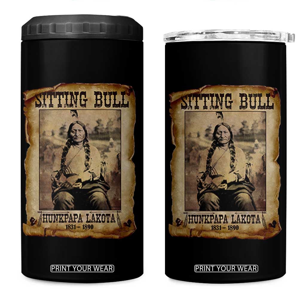 Sitting Bull 4 in 1 Can Cooler Tumbler Native American Indian Chief Hunkpapa Lakota Sioux TS10 One Size: 16 oz Black Print Your Wear