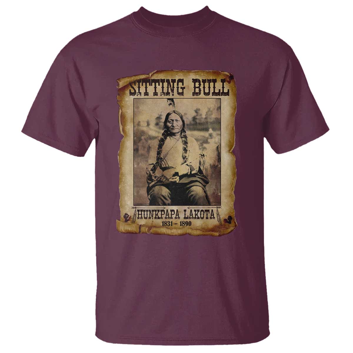 Sitting Bull T Shirt Native American Indian Chief Hunkpapa Lakota Sioux TS10 Maroon Print Your Wear