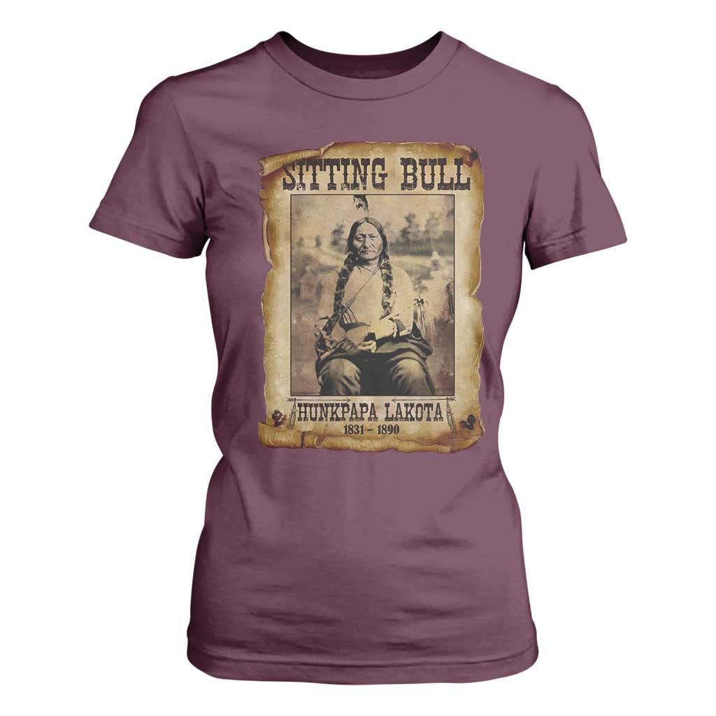 Sitting Bull T Shirt For Women Native American Indian Chief Hunkpapa Lakota Sioux TS10 Maroon Print Your Wear
