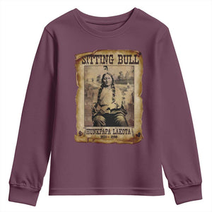 Sitting Bull Youth Sweatshirt Native American Indian Chief Hunkpapa Lakota Sioux TS10 Maroon Print Your Wear