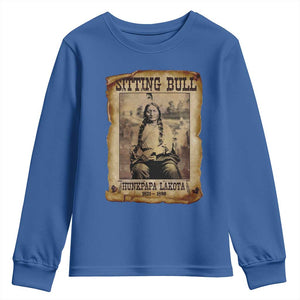 Sitting Bull Youth Sweatshirt Native American Indian Chief Hunkpapa Lakota Sioux TS10 Royal Blue Print Your Wear