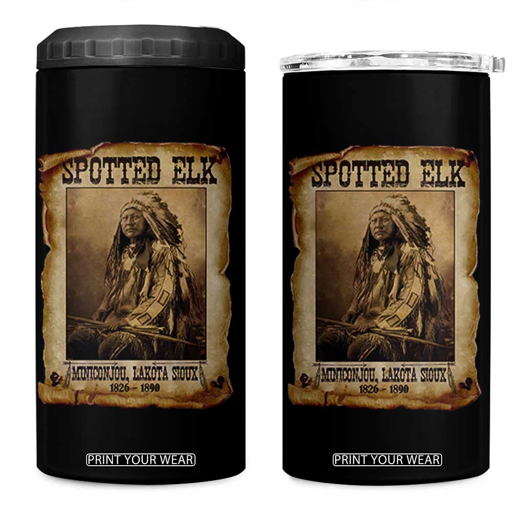 Spotted Elk 4 in 1 Can Cooler Tumbler Lakota Sioux Miniconjou Chief Native American History TS10 One Size: 16 oz Black Print Your Wear