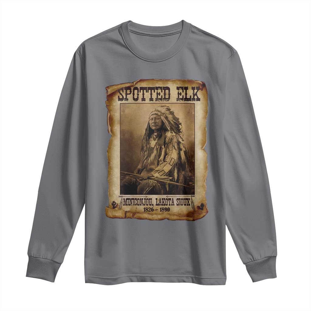 Spotted Elk Long Sleeve Shirt Lakota Sioux Miniconjou Chief Native American History TS10 Charcoal Print Your Wear