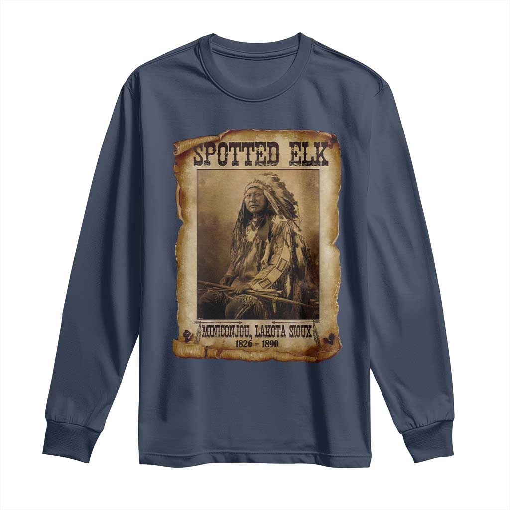 Spotted Elk Long Sleeve Shirt Lakota Sioux Miniconjou Chief Native American History TS10 Navy Print Your Wear