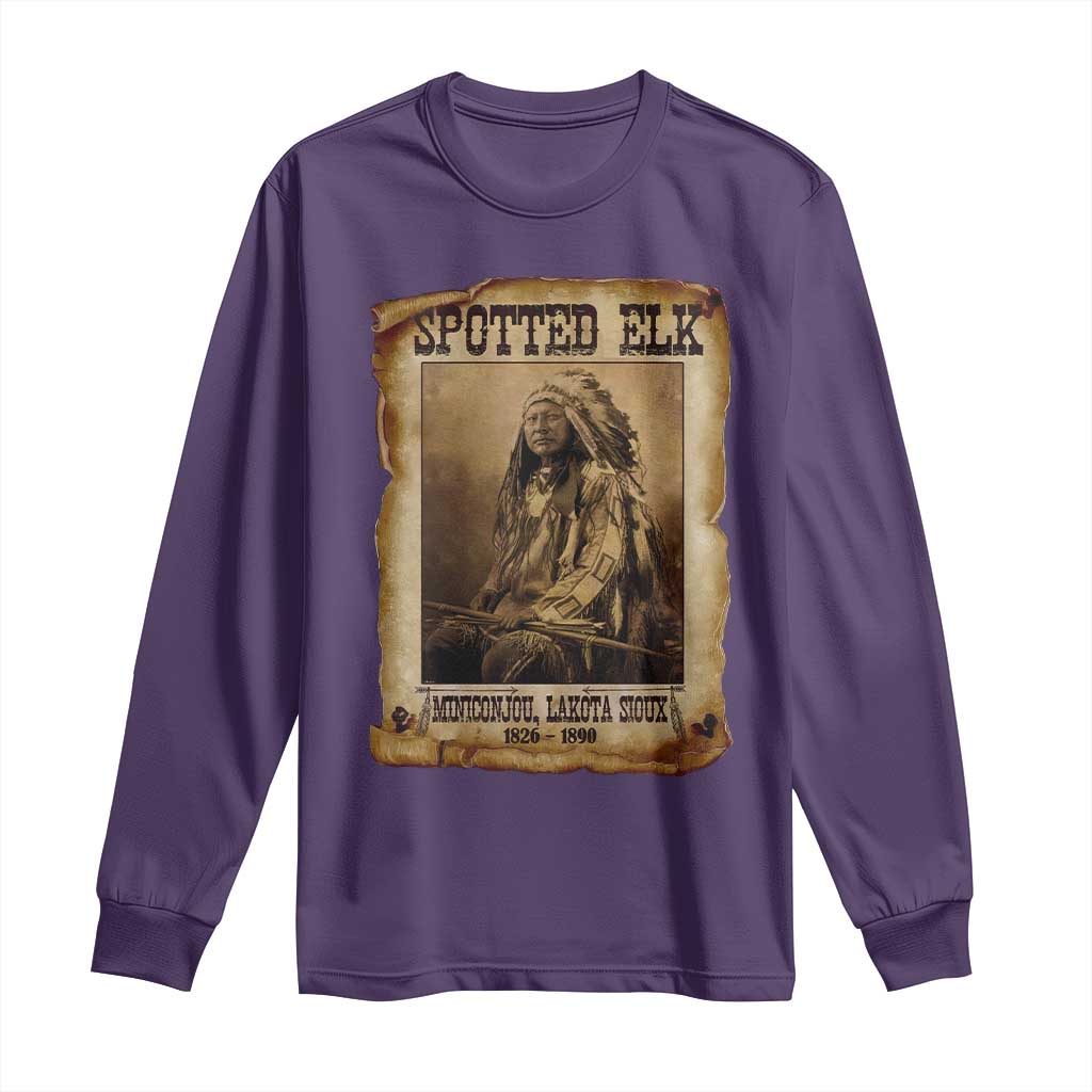 Spotted Elk Long Sleeve Shirt Lakota Sioux Miniconjou Chief Native American History TS10 Purple Print Your Wear