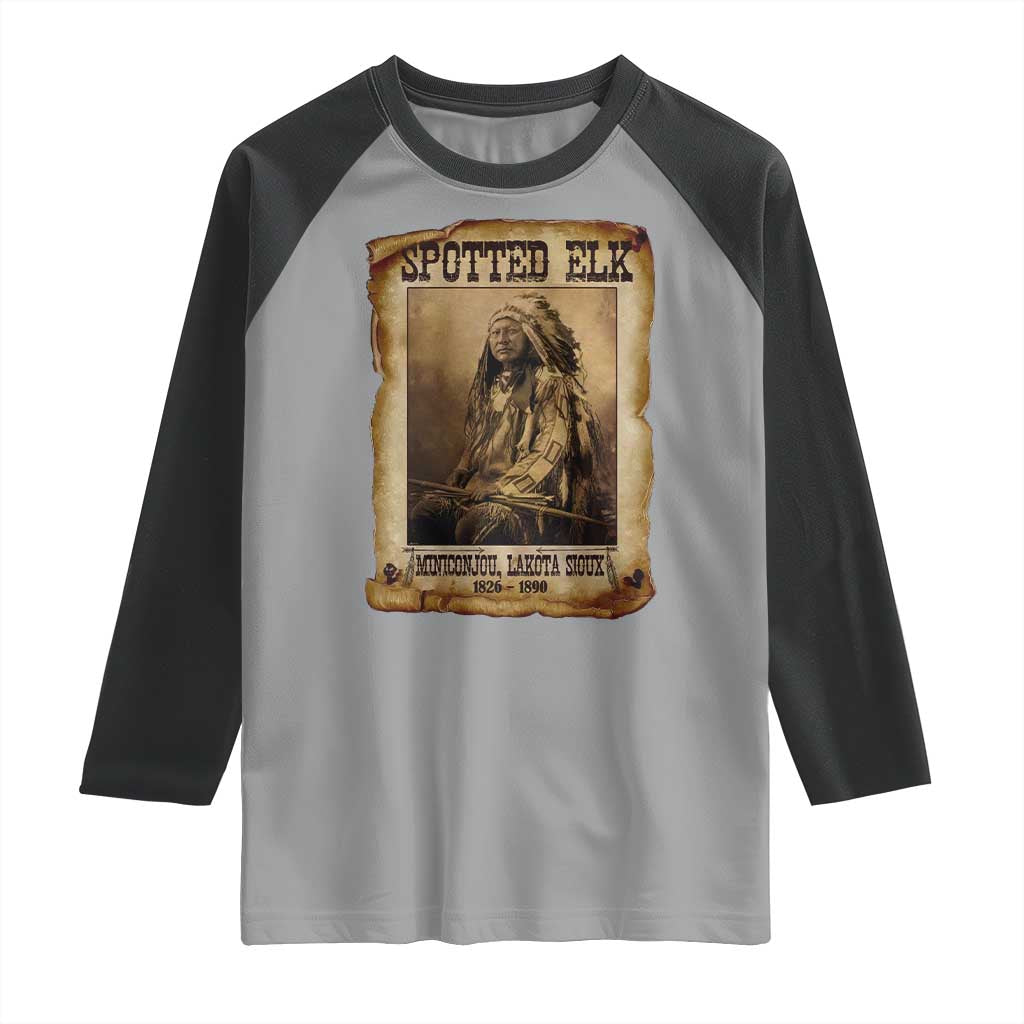 Spotted Elk Raglan Shirt Lakota Sioux Miniconjou Chief Native American History TS10 Sport Gray Black Print Your Wear