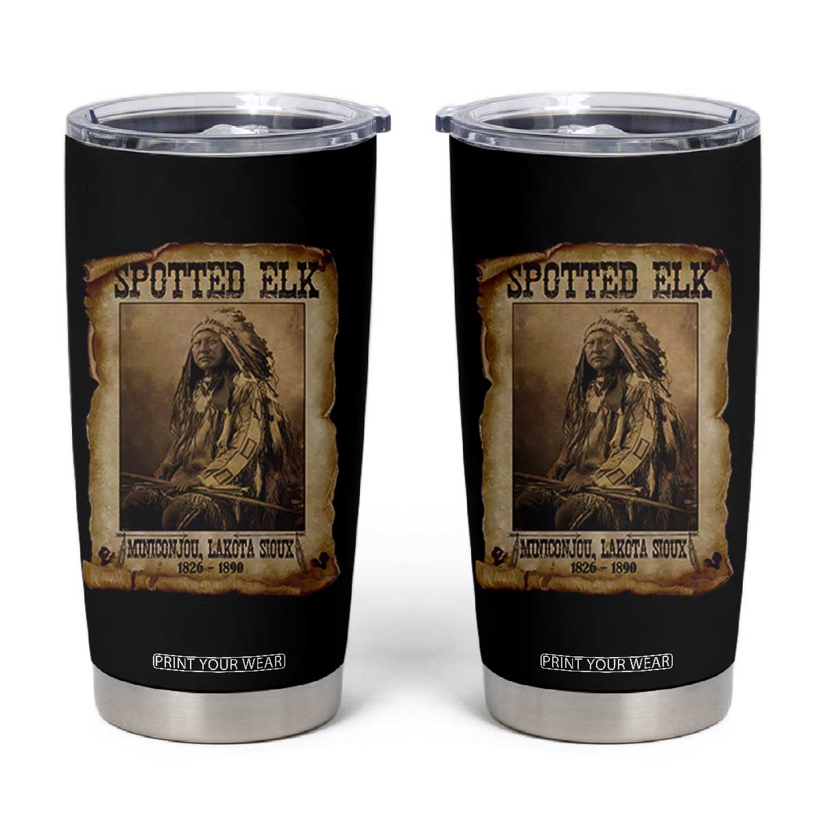 Spotted Elk Tumbler Cup Lakota Sioux Miniconjou Chief Native American History TS10 Black Print Your Wear