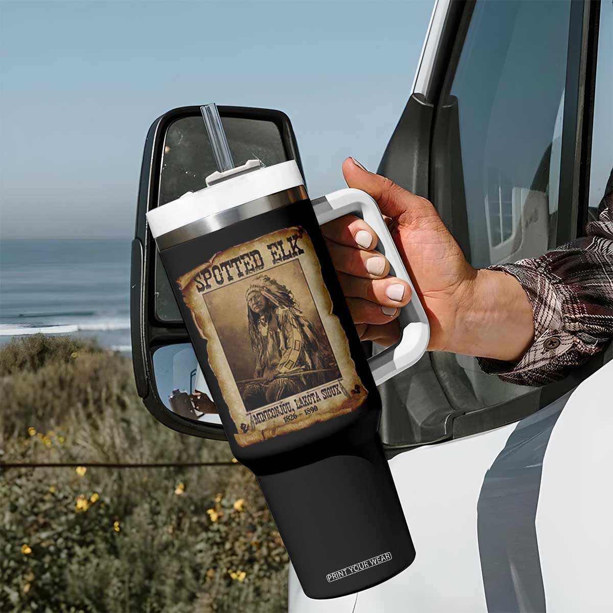Spotted Elk Tumbler With Handle Lakota Sioux Miniconjou Chief Native American History TS10 Print Your Wear