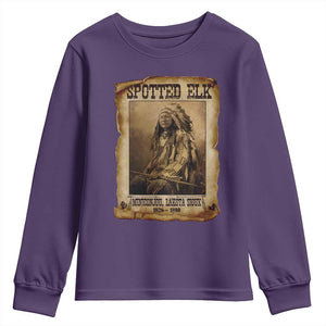 Spotted Elk Youth Sweatshirt Lakota Sioux Miniconjou Chief Native American History TS10 Purple Print Your Wear