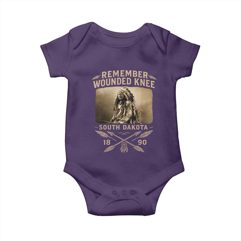 Remember Wounded Knee Baby Onesie Spotted Elk Lakota Sioux Native American History TS10 Purple Print Your Wear