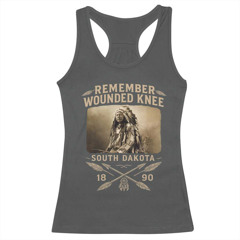 Remember Wounded Knee Racerback Tank Top Spotted Elk Lakota Sioux Native American History TS10 Dark Heather Print Your Wear