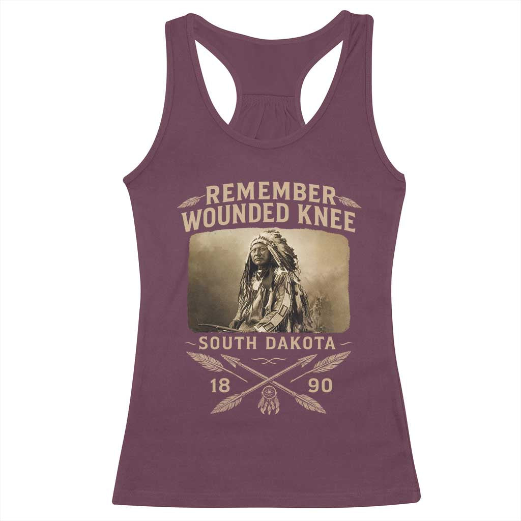 Remember Wounded Knee Racerback Tank Top Spotted Elk Lakota Sioux Native American History TS10 Maroon Print Your Wear