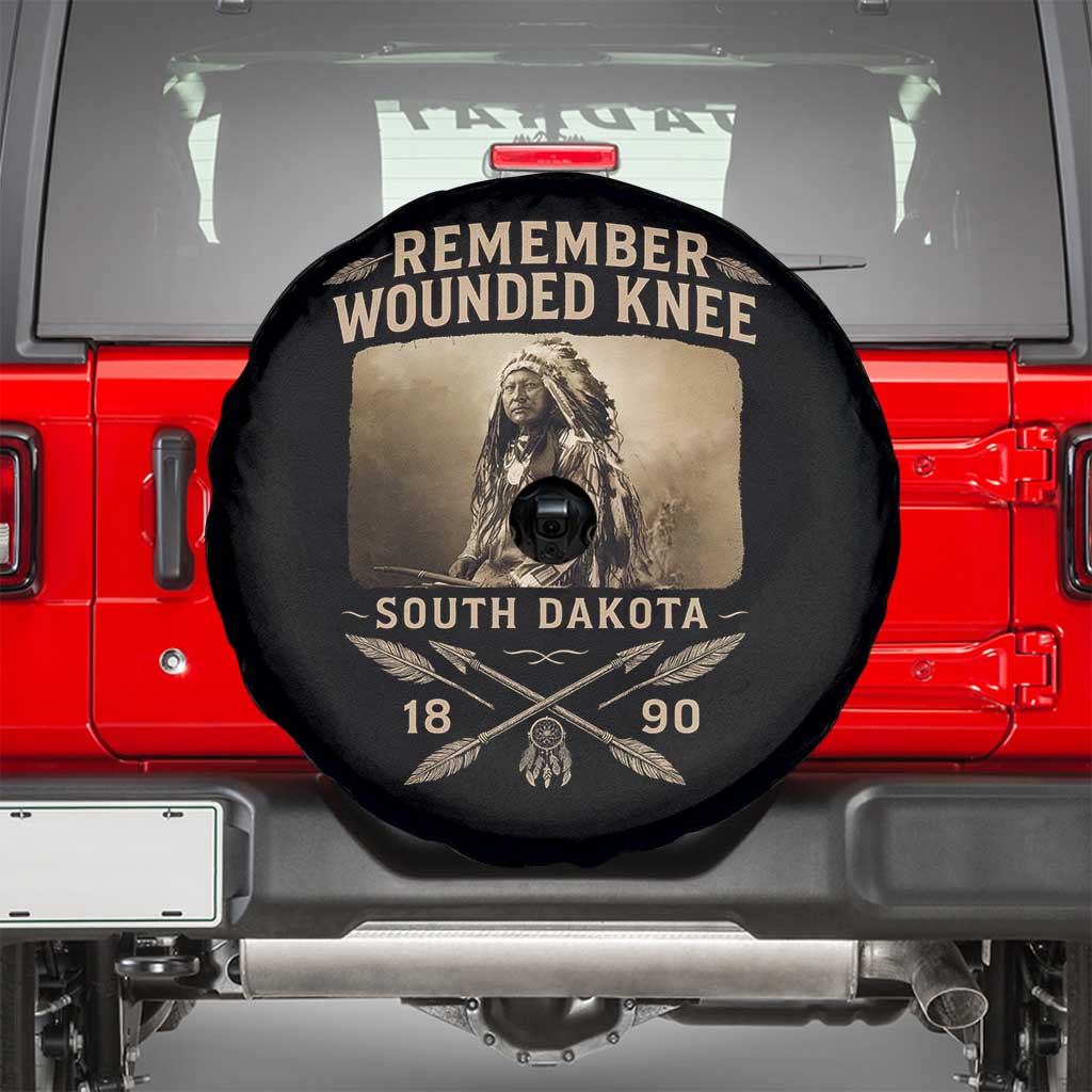Remember Wounded Knee Spare Tire Cover Spotted Elk Lakota Sioux Native American History TS10 Black Print Your Wear