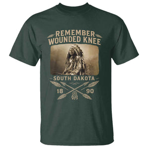 Remember Wounded Knee T Shirt Spotted Elk Lakota Sioux Native American History TS10 Dark Forest Green Print Your Wear