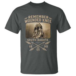 Remember Wounded Knee T Shirt Spotted Elk Lakota Sioux Native American History TS10 Dark Heather Print Your Wear