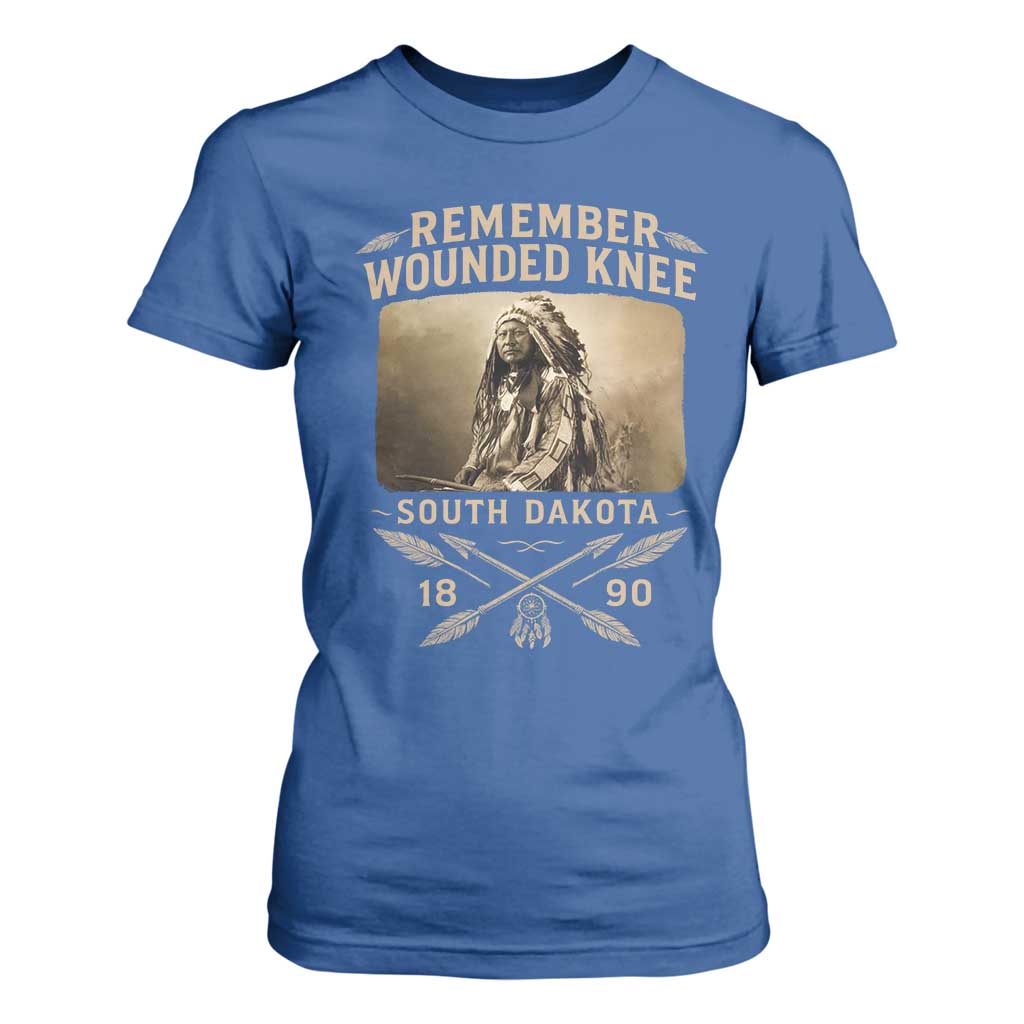 Remember Wounded Knee T Shirt For Women Spotted Elk Lakota Sioux Native American History TS10 Royal Blue Print Your Wear