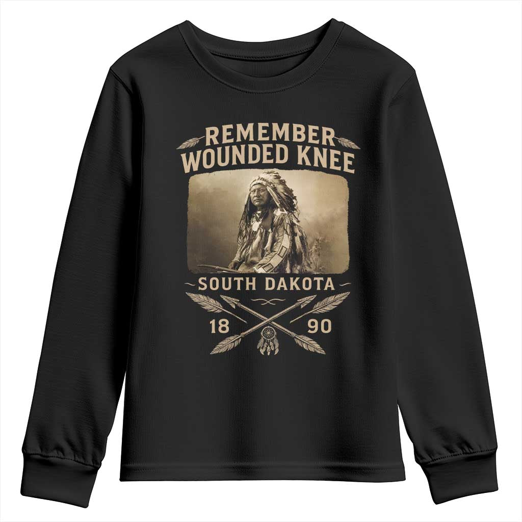 Remember Wounded Knee Youth Sweatshirt Spotted Elk Lakota Sioux Native American History TS10 Black Print Your Wear