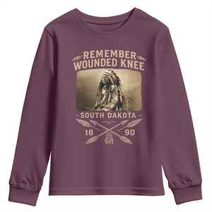Remember Wounded Knee Youth Sweatshirt Spotted Elk Lakota Sioux Native American History TS10 Maroon Print Your Wear