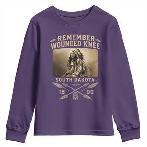 Remember Wounded Knee Youth Sweatshirt Spotted Elk Lakota Sioux Native American History TS10 Purple Print Your Wear