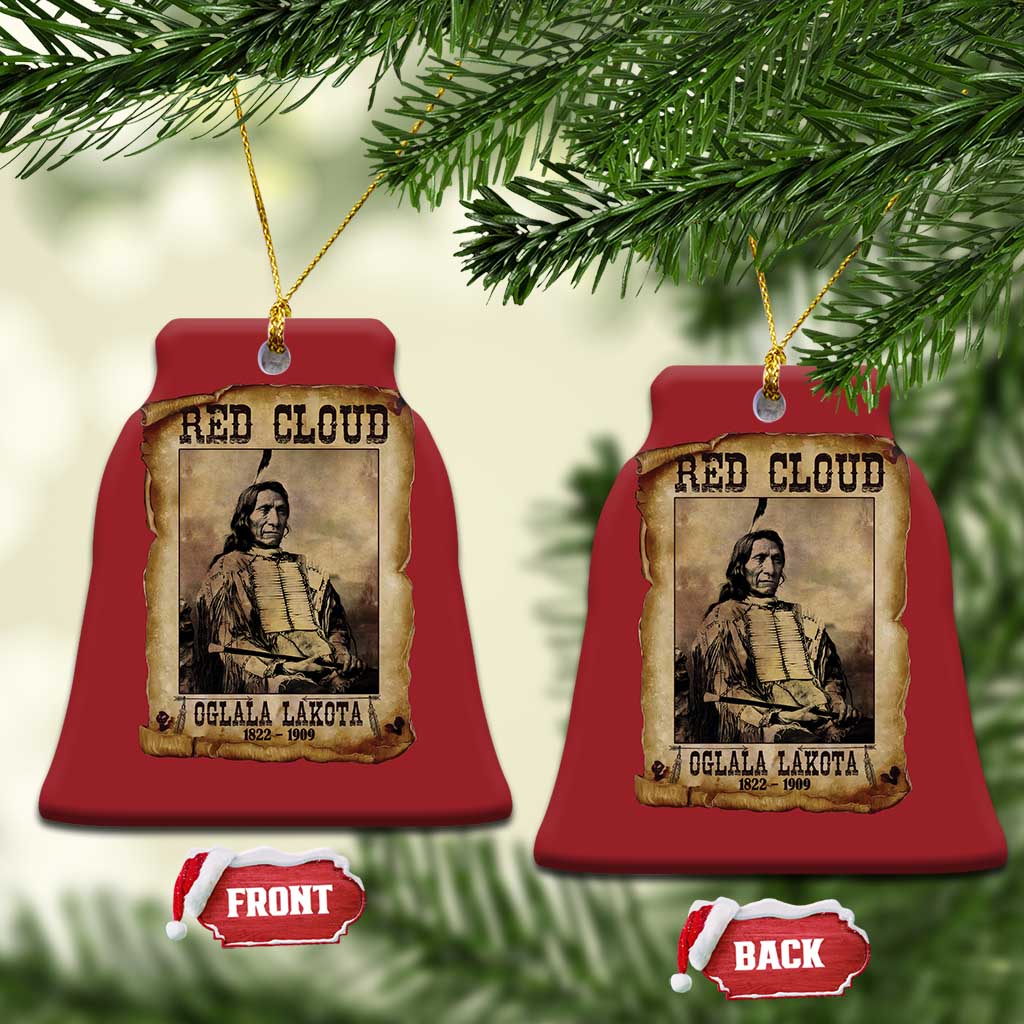Red Cloud Christmas Ornament Oglala Lakota Sioux Native American Chief Warrior History TS10 Bell Flake Red Print Your Wear