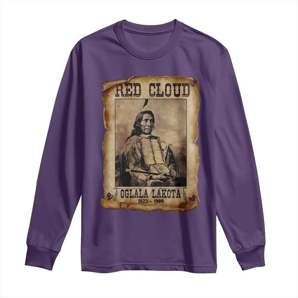 Red Cloud Long Sleeve Shirt Oglala Lakota Sioux Native American Chief Warrior History TS10 Purple Print Your Wear